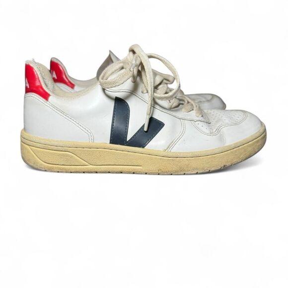 VEJA V-10 white Nautico Pekin leather sneakers Size M7/L8 - Picture 2 of 8